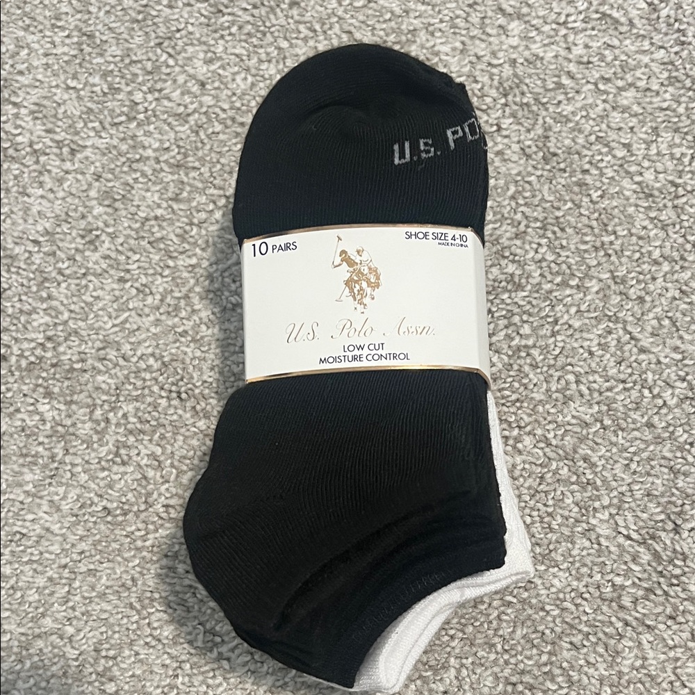 U.S. Polo Assn. Black and White Athletic Socks - 10 Pack